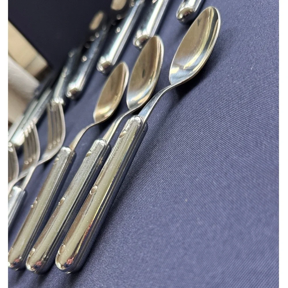 Vintage 15 Piece Stainless Steel Flatware Set‎ Silver Riveted Handles